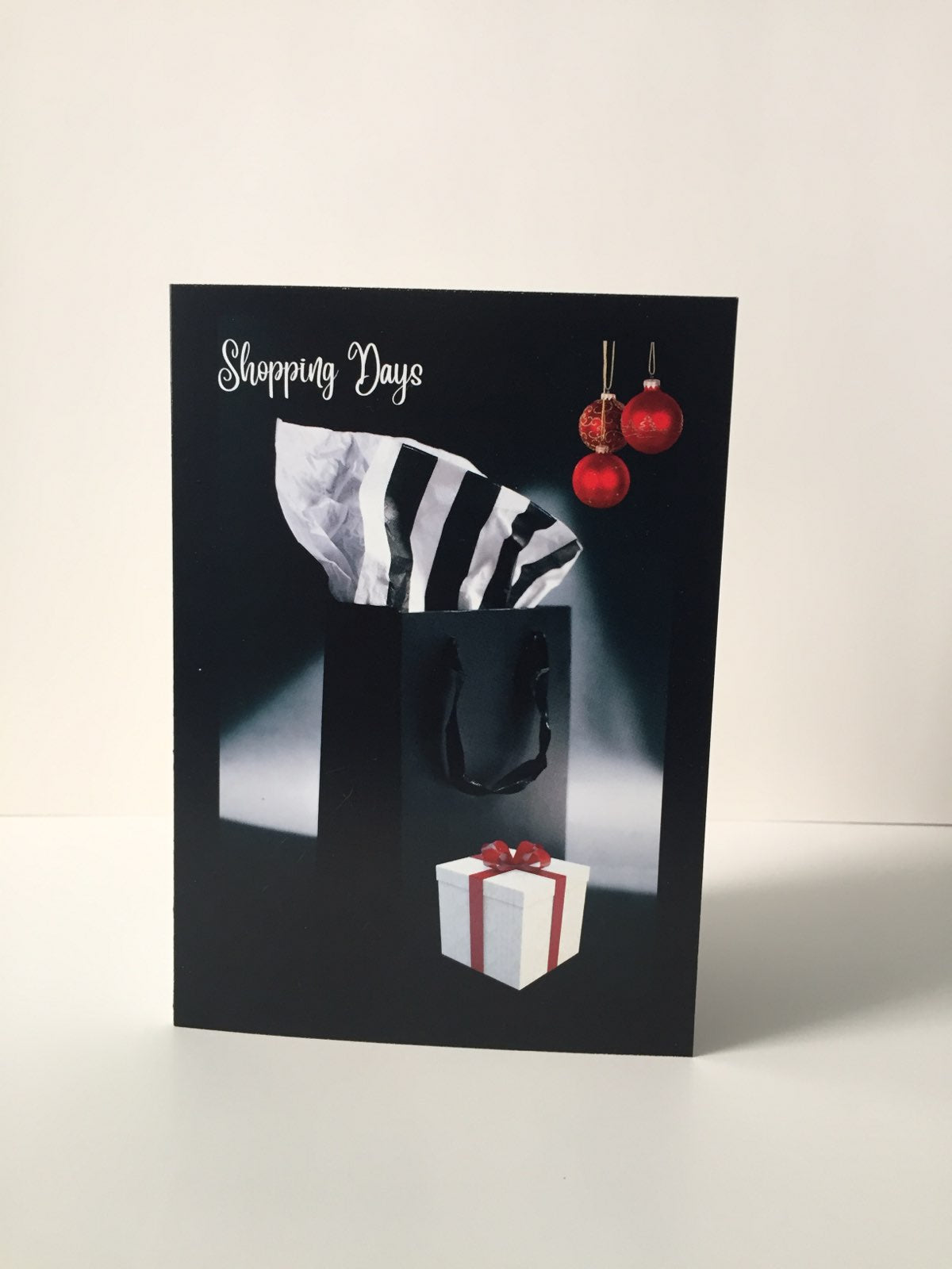 Black Shopping Bag 5x7 Christmas card.