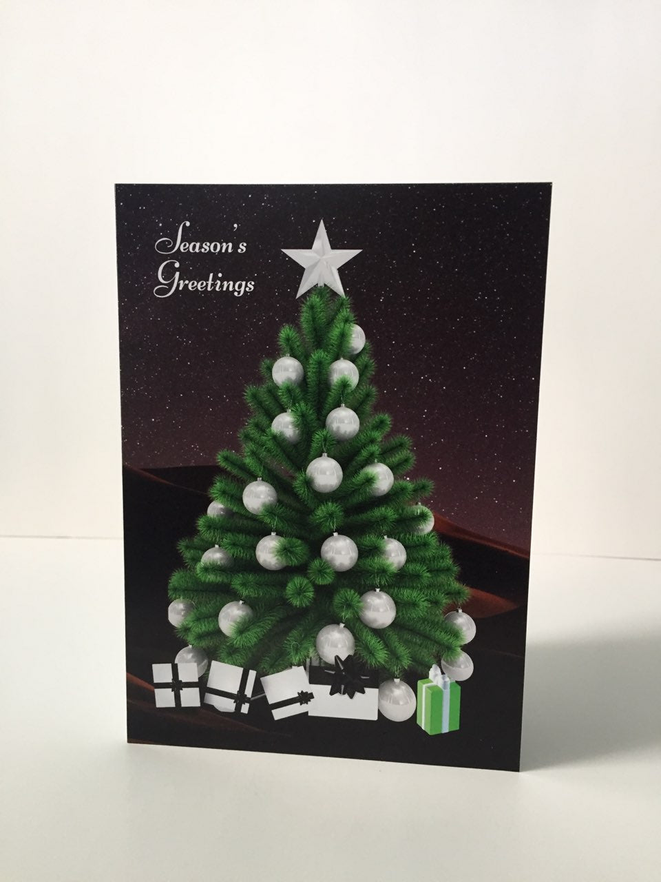 Chocolate Background Christmas Tree 5x7 Card.