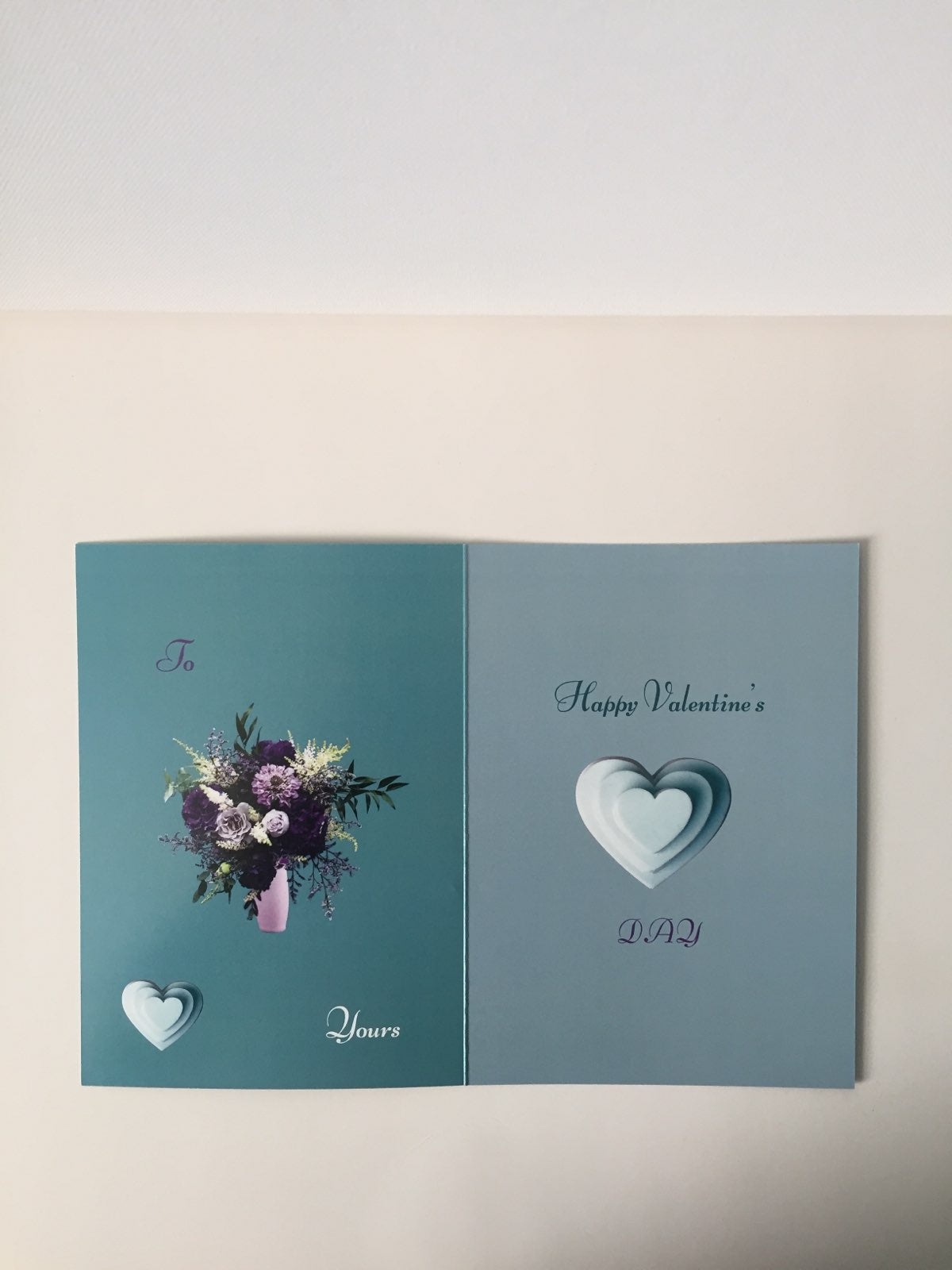 Teal Blue 3 Ring Heart 5x7 Valentine Card