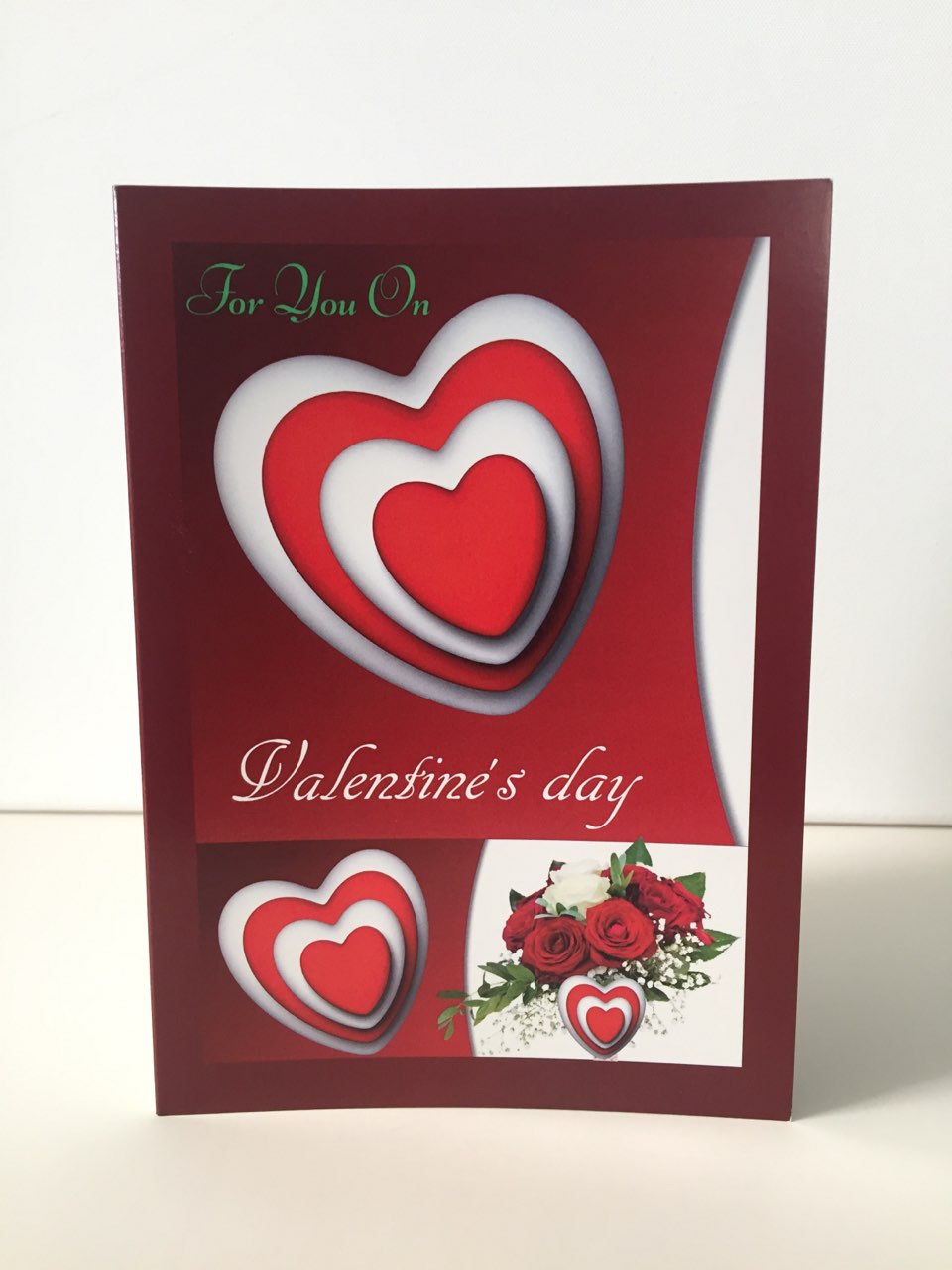 3 D Red Hearts 5x7 Valentine Card.