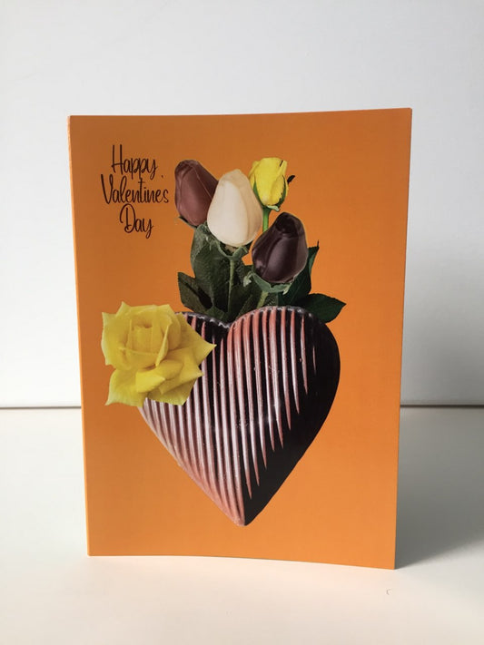 Chocolate Candy Heart/Flowers 5x7 Valentine Card.