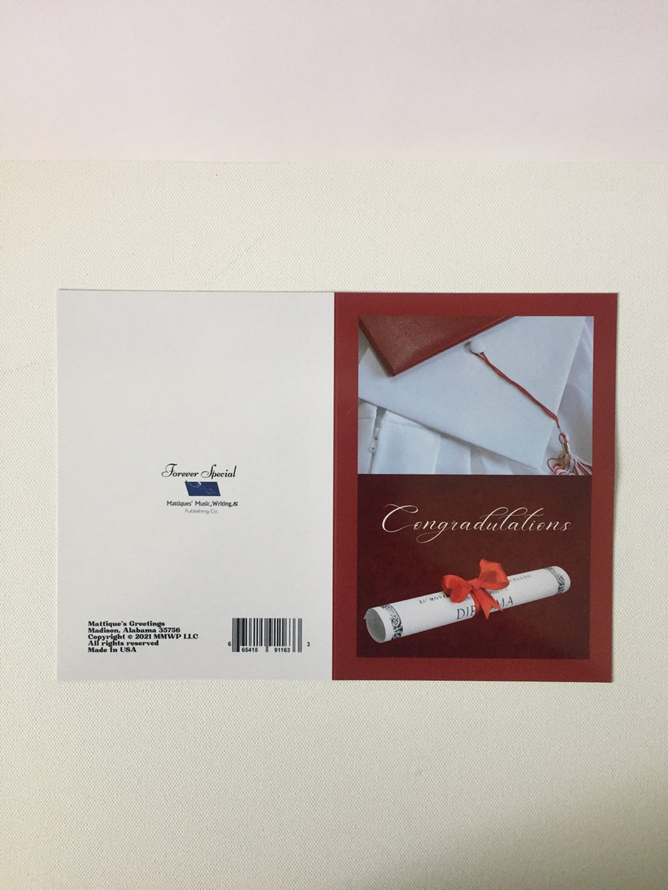 5x7 Burgundy/White Graduation Card.